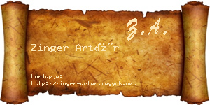 Zinger Artúr névjegykártya